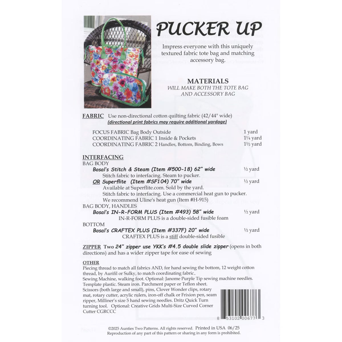 Pucker Up Tote Bag and Accessory Bag Pattern