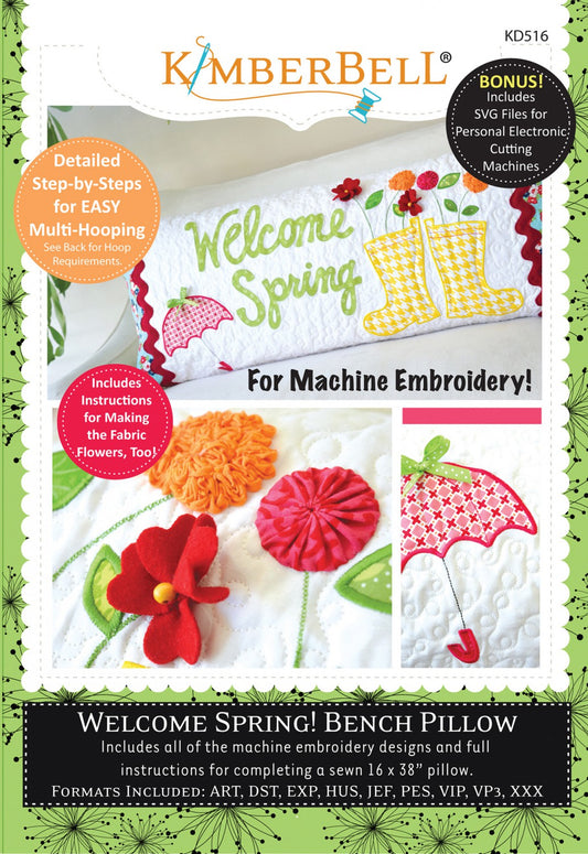 Kimberbell Welcome Spring!, Bench Pillow Machine Embroidery CD