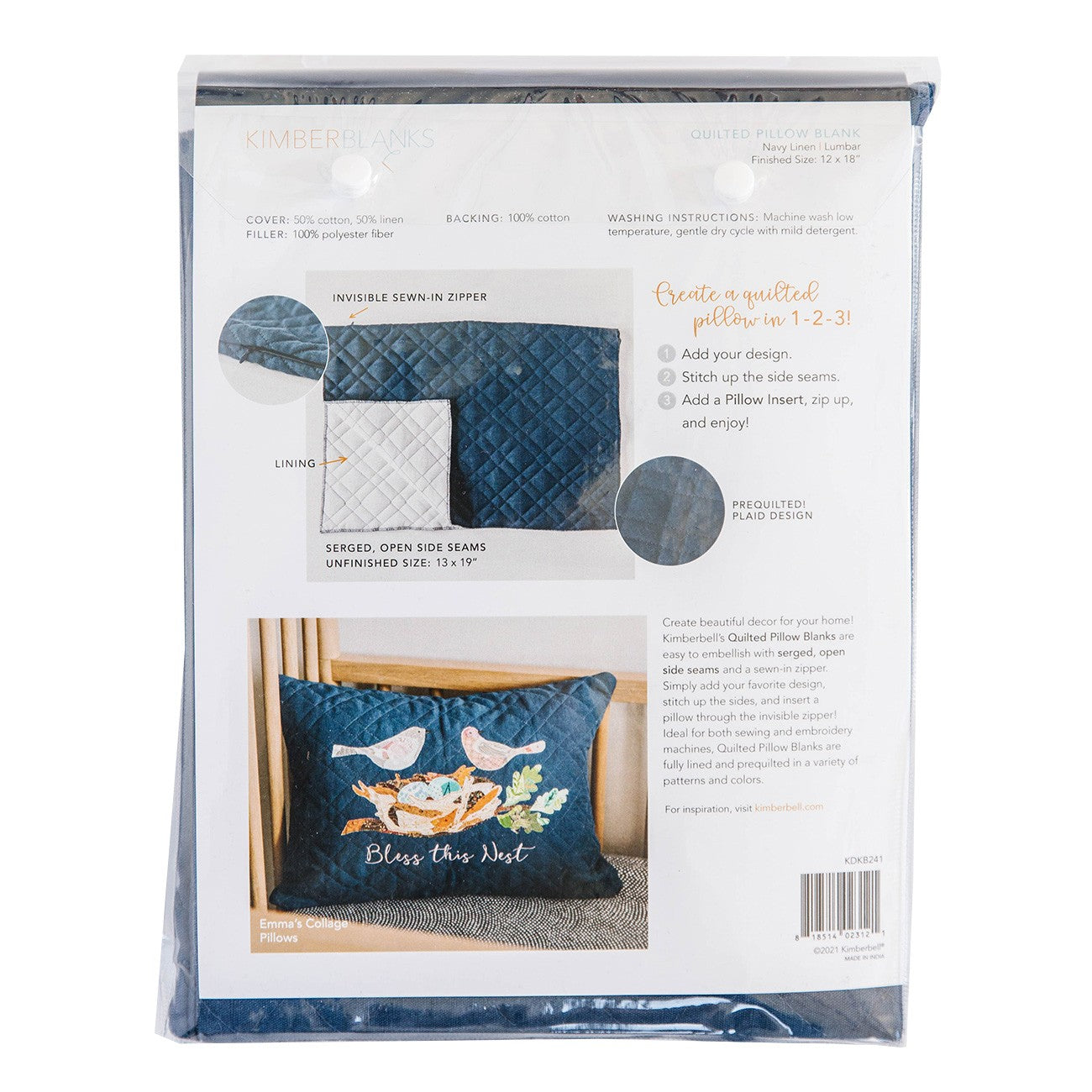 Kimberbell Quilted Pillow Cover Blank