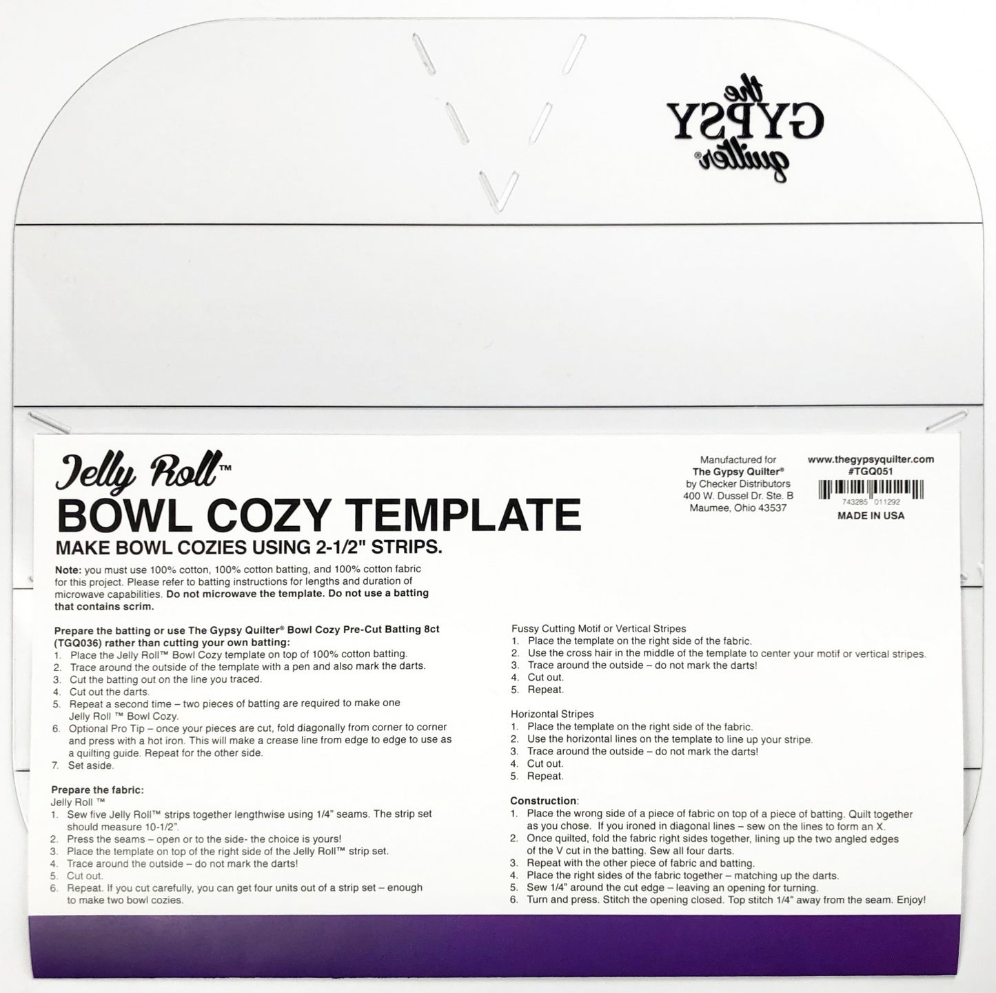 Jelly Roll Bowl Cozy Template
