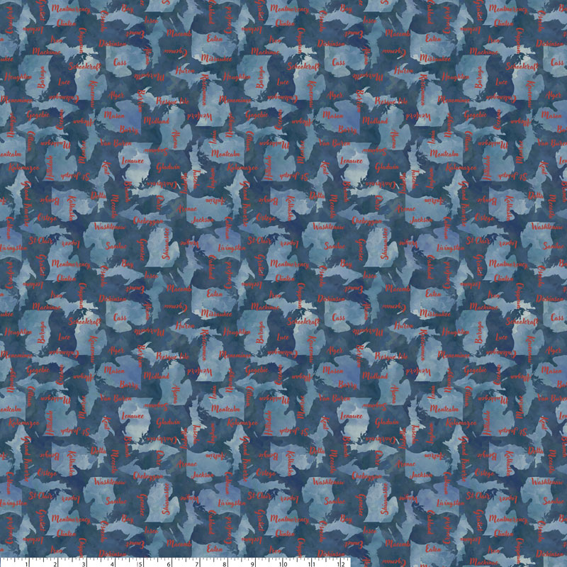 2025 All Michigan Shop Hop Pre-Order: Counties (Assorted Colors) (1/2yd increments)