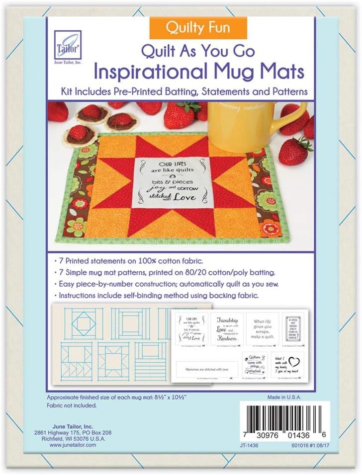 Quilt As You Go Inspirational Mug Mats, Multiple Themes