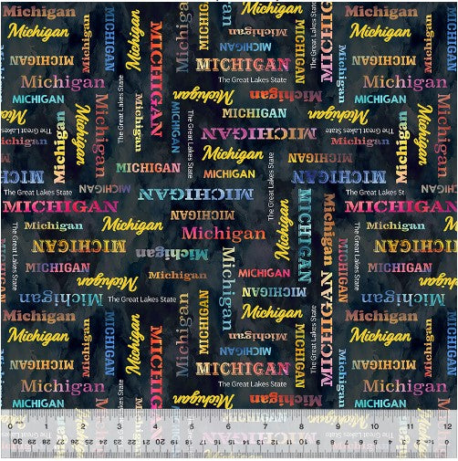 *Pre-Order*All Michigan Words Midnight Fabric arriving early November. Order by the 1/2 yard