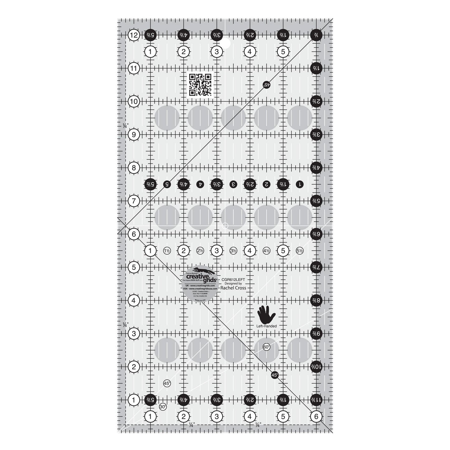 Creative Grids Left Handed 6.5" x 12.5" Ruler