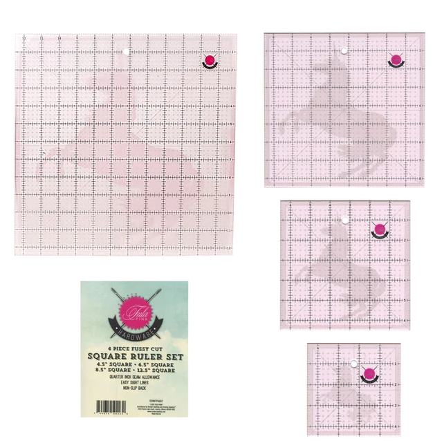 Tula Pink 4 Piece Fussy Cut Ruler Set