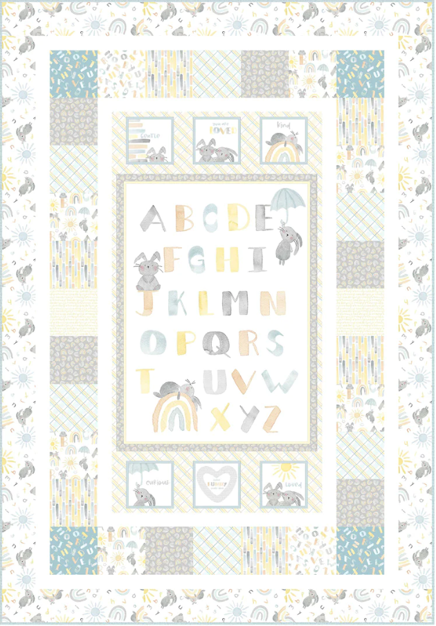 Bunny Love Teal Quilt, Kit