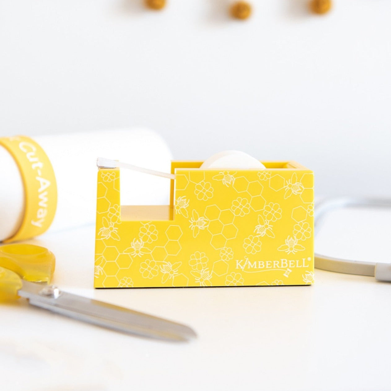 Kimberbell Paper Tape Dispenser - Yellow Bees, Notions