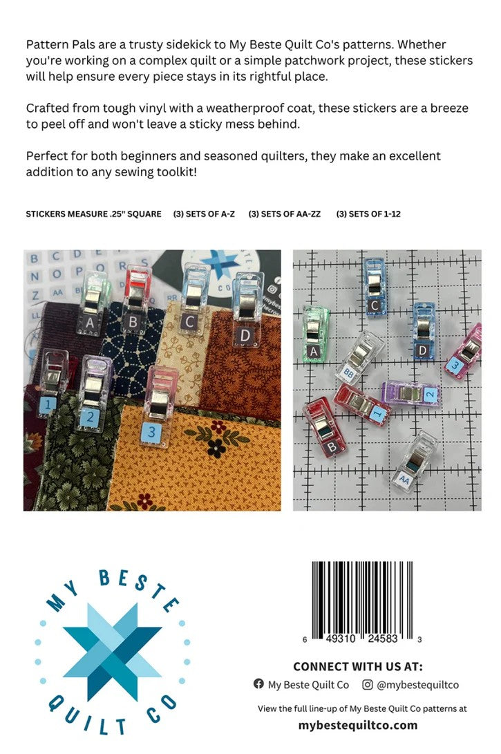 Pattern Pals Stickers from My Beste Quilt Co