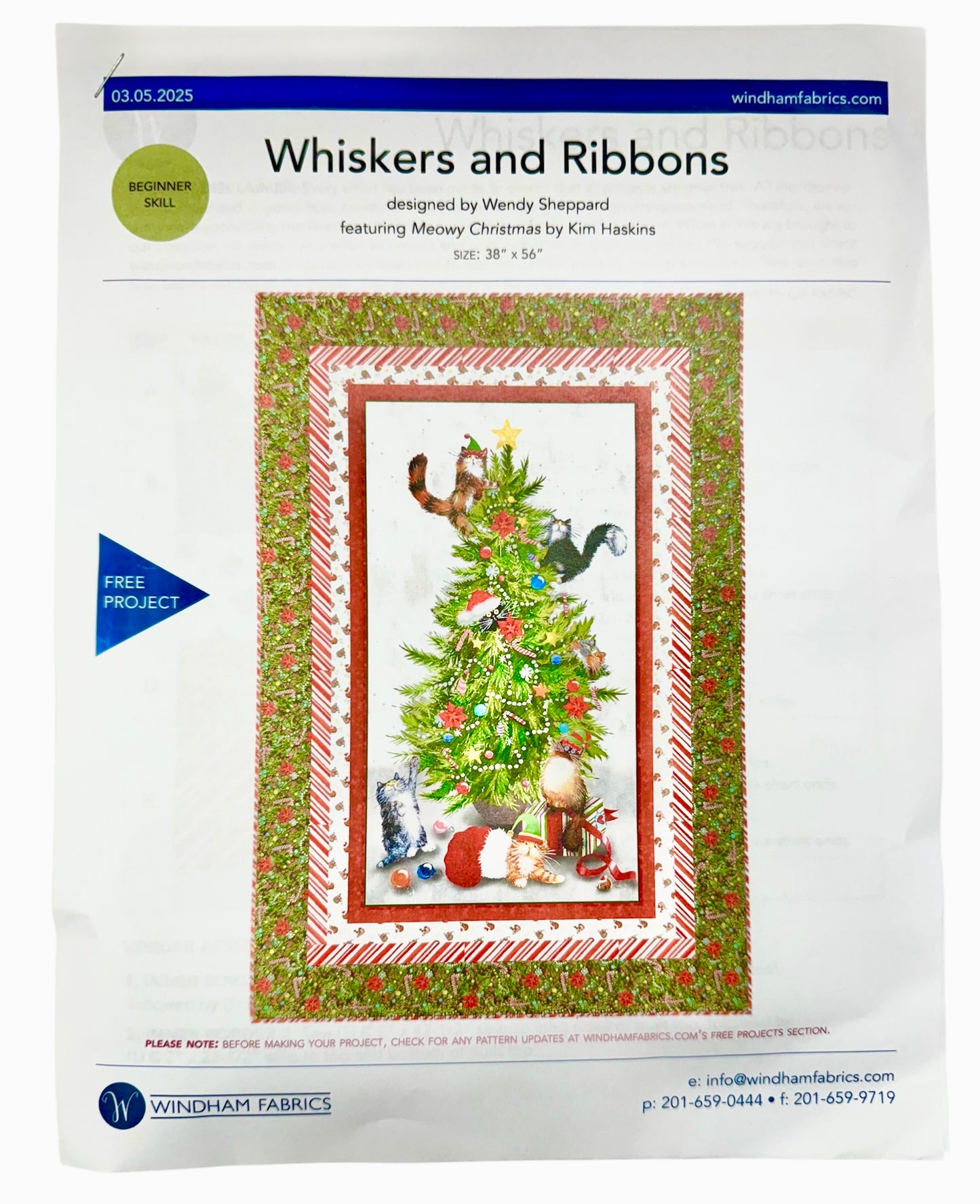 Whiskers and Ribbons Panel Quilt Kit