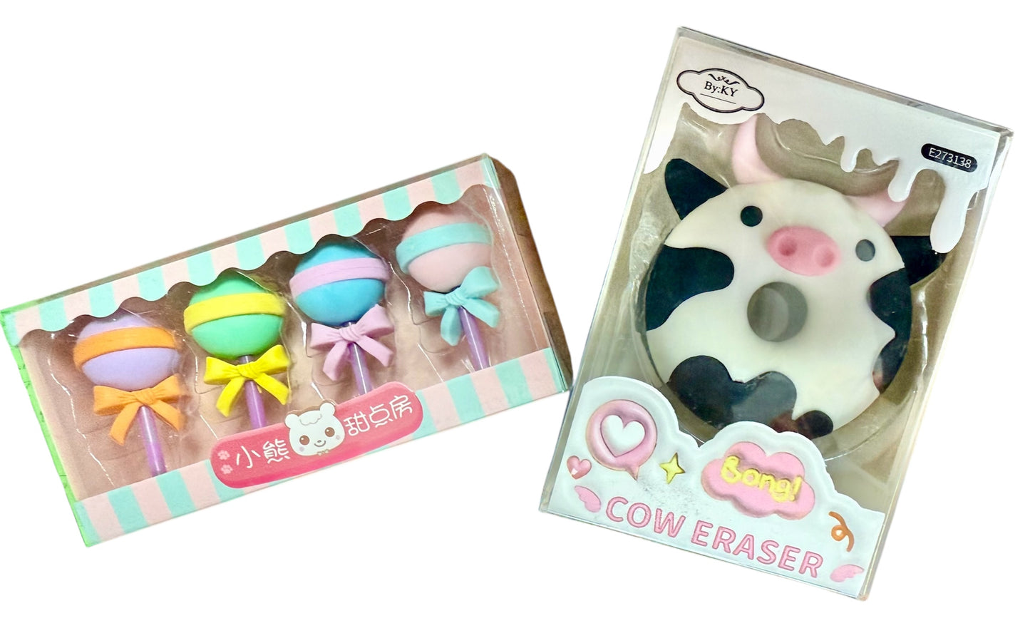 Bear Cake Shop Cute Cow and Baby Rattle Erasers