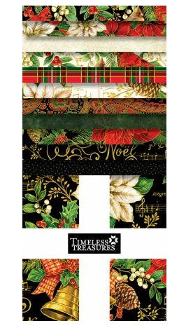 Timeless Treasures Deck The Halls 10 Inch Charm Square Set, Pre-Cuts