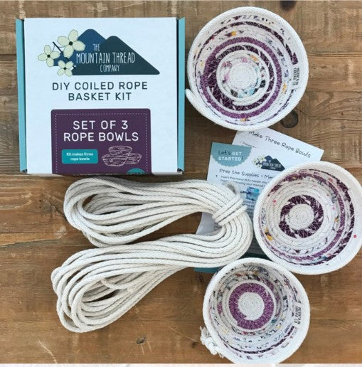 DIY Coiled Rope Basket Kit - Set of 3 Rope Bowls