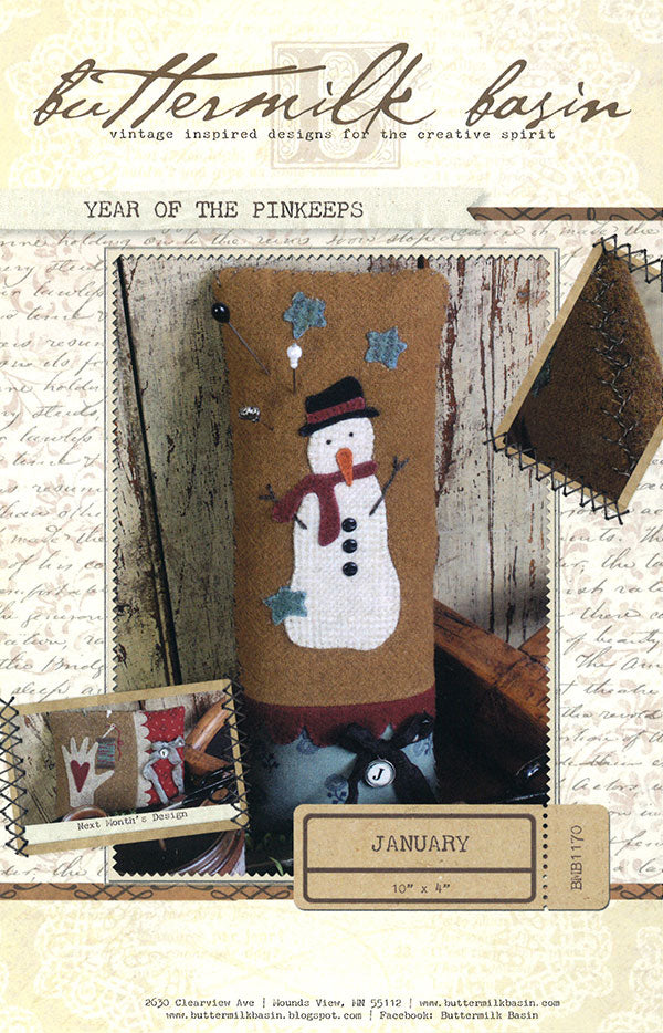 Year of the Pin Cushion, January Snowman