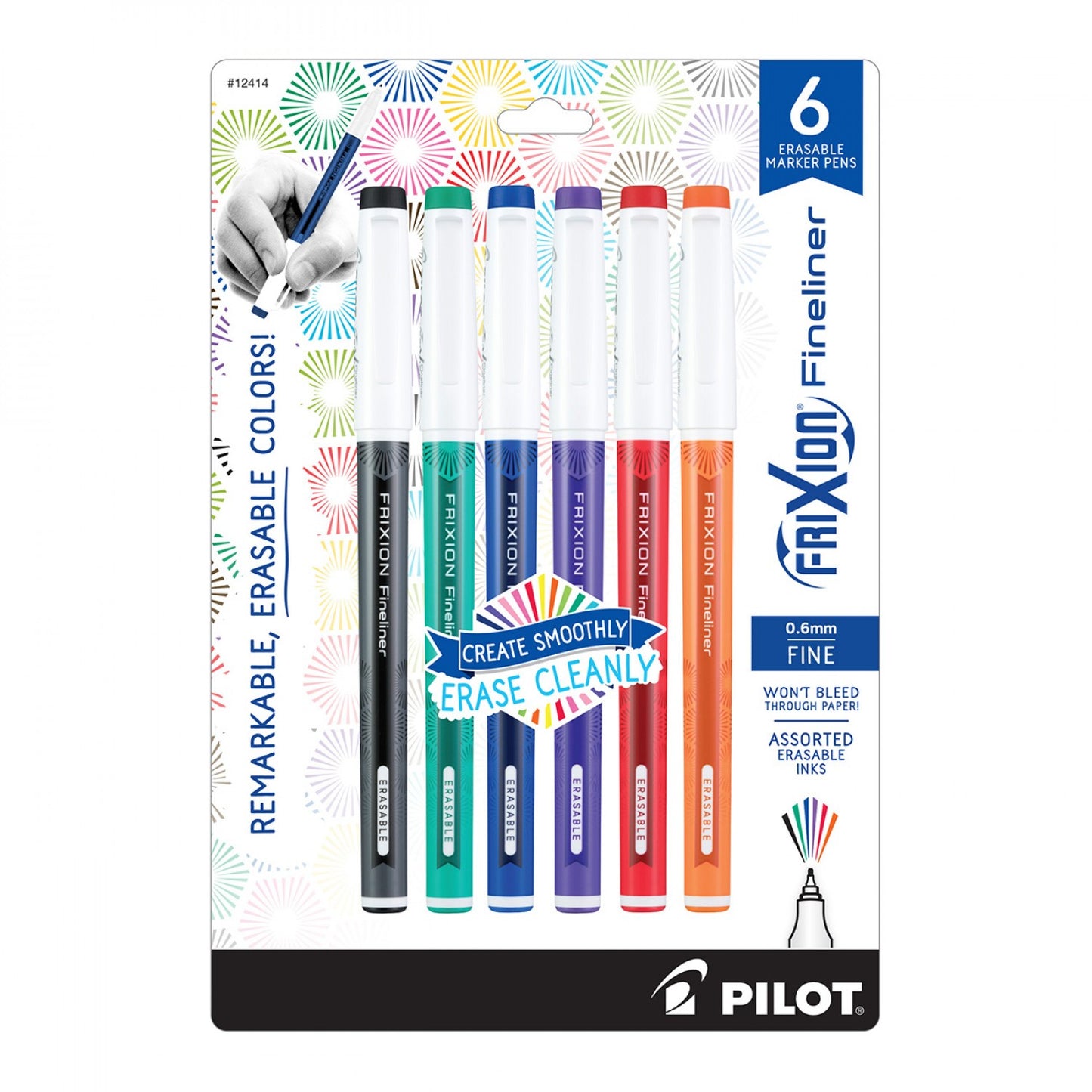 Frixion Fineliner 6pk Assorted Colors, Notions
