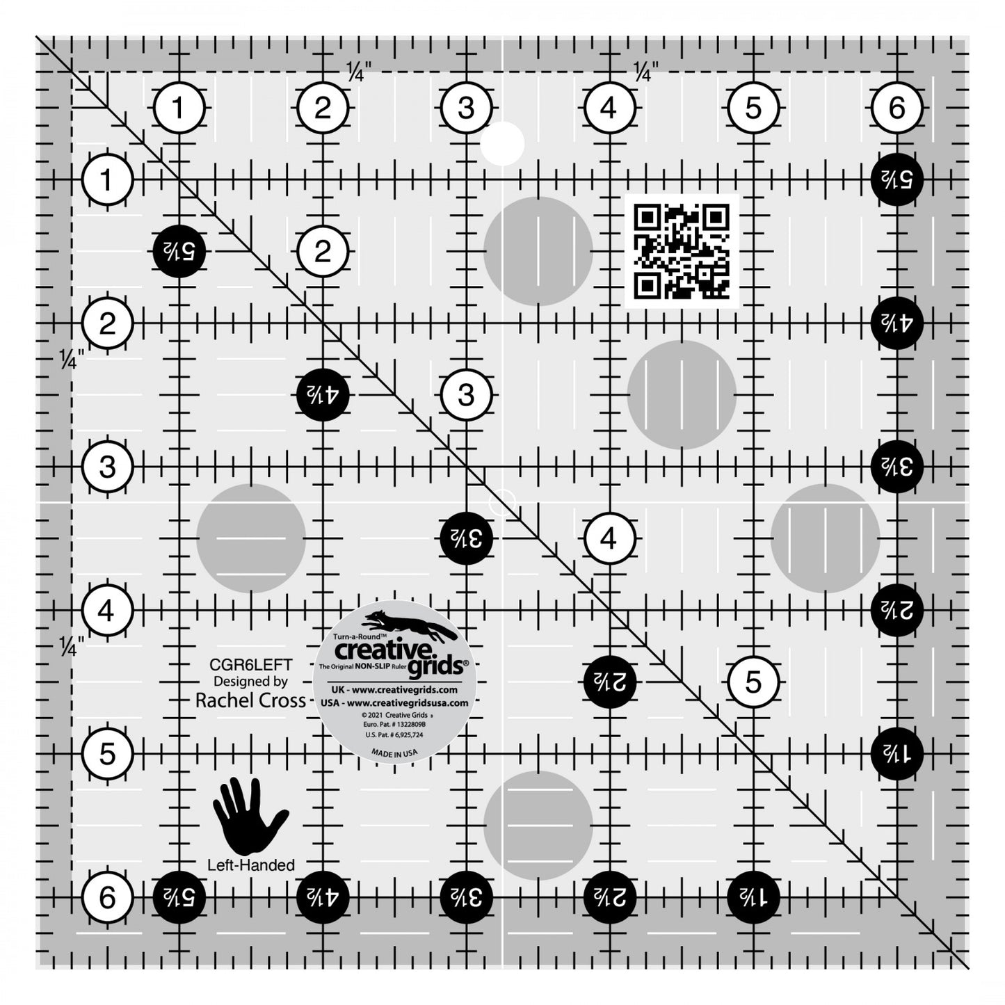 Creative Grids Left Handed 6.5" Square Ruler