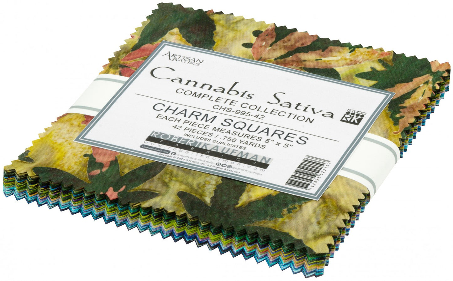 Cannabis Sativa Artisan Batik 5" Square Pack, Pre-Cuts