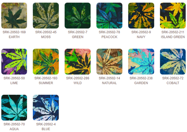 Cannabis Sativa Artisan Batik 5" Square Pack, Pre-Cuts