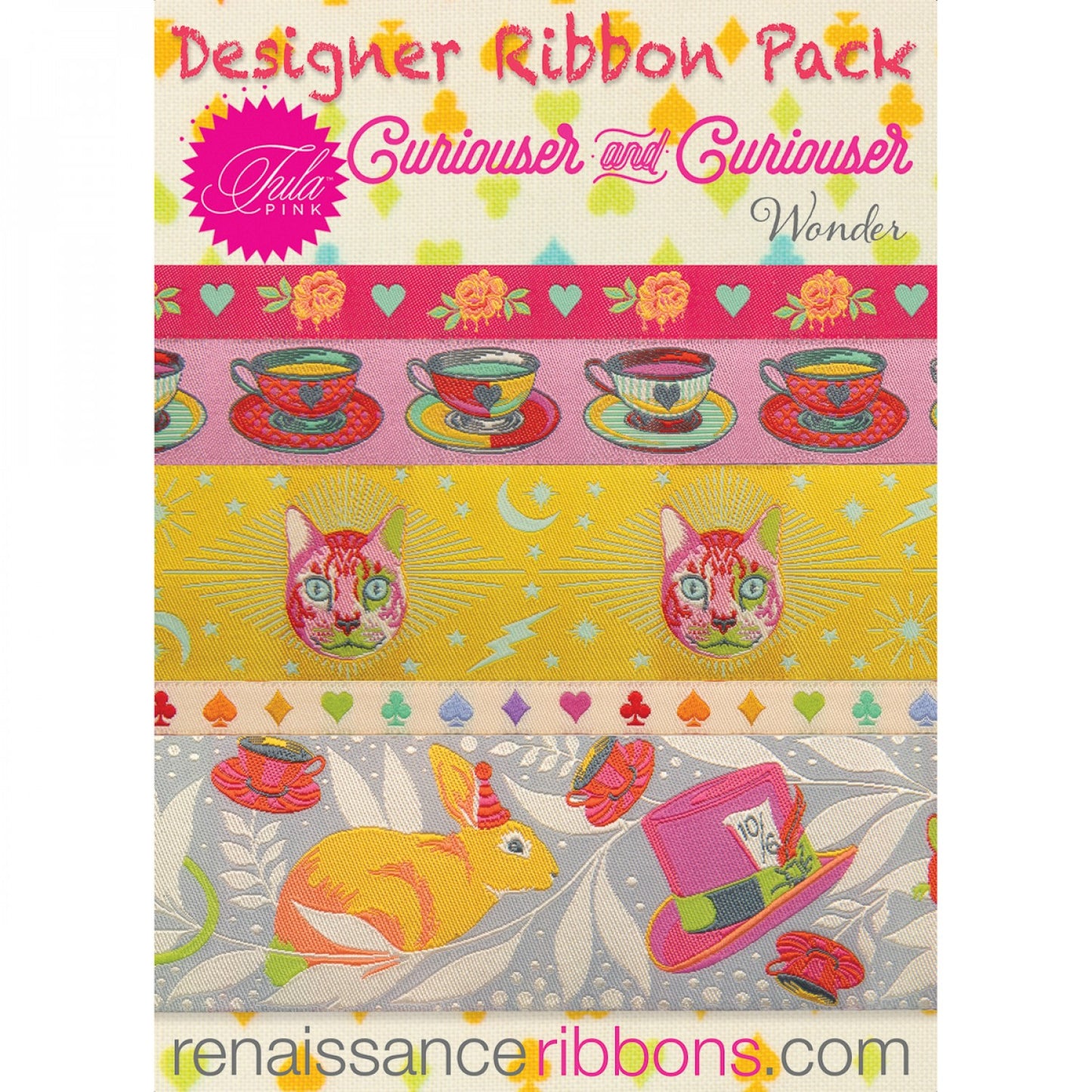 Tula Pink Curiouser Designer Ribbon Pack, Multiple Colors