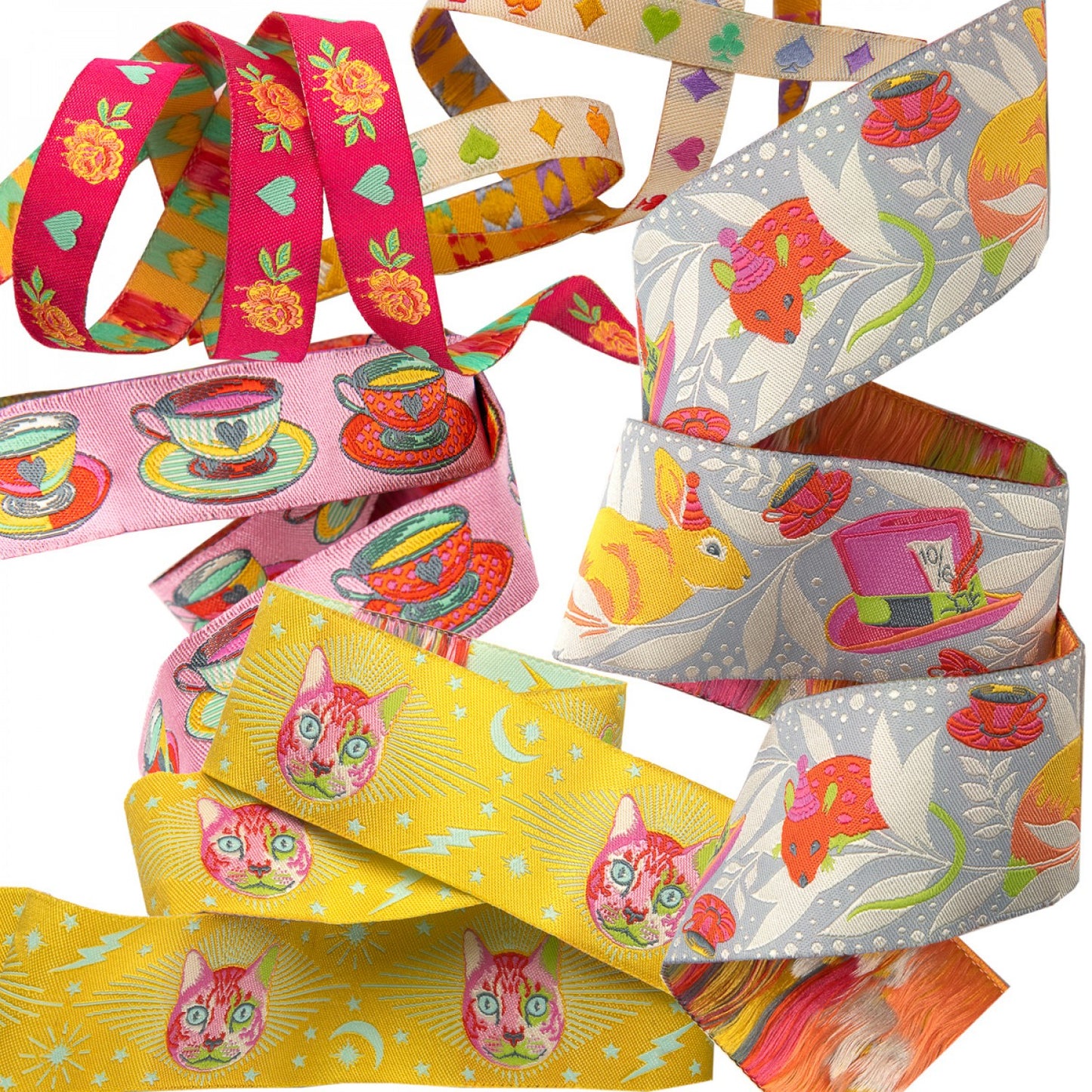 Tula Pink Curiouser Designer Ribbon Pack, Multiple Colors