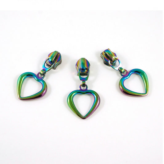 Zipper Slider Hollow Heart Rainbow