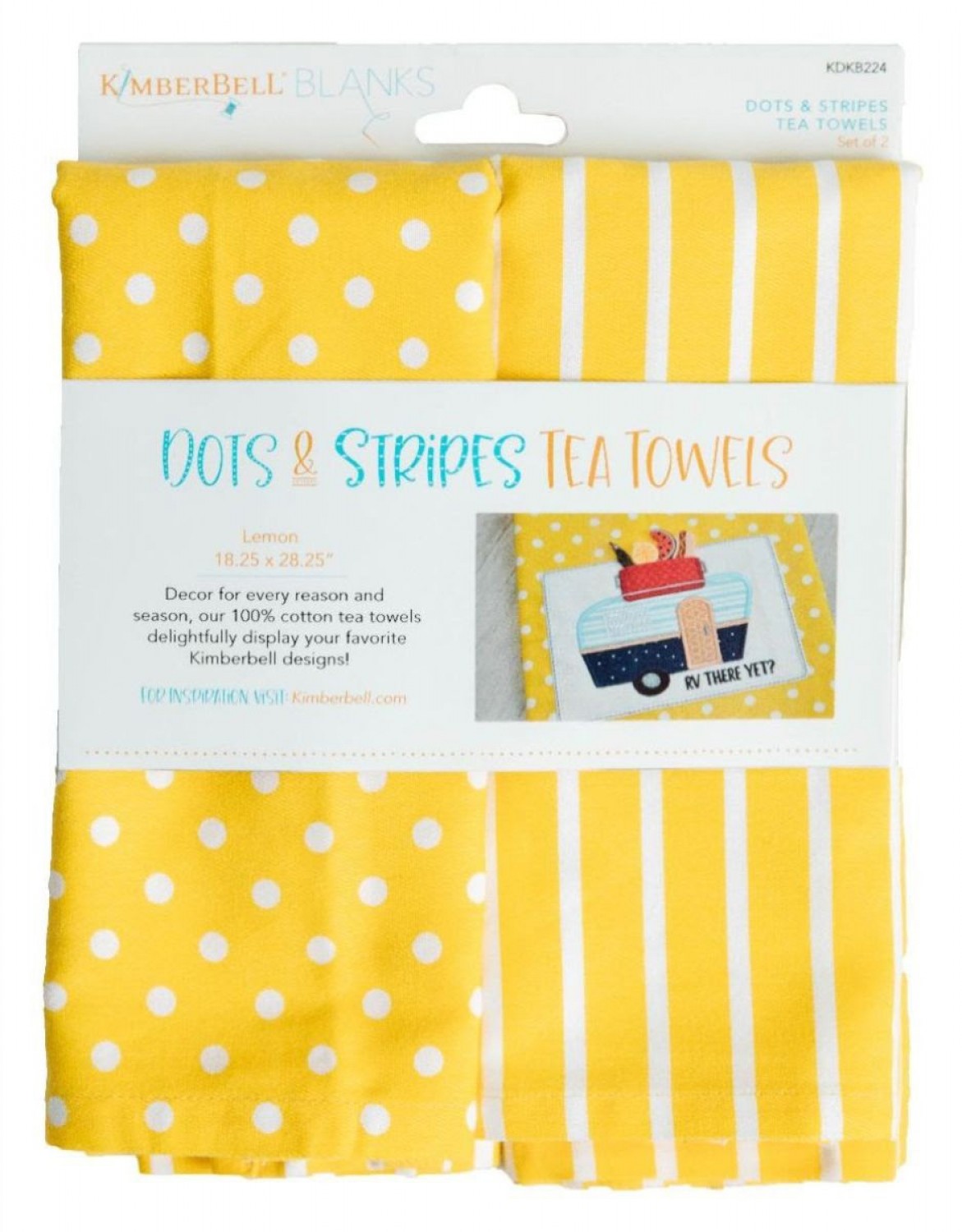 Kimberbell Blanks: Dots and Stripes Tea Towels, Multicolored