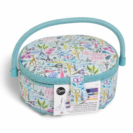 Oval Sewing Basket and Accessories, Notions
