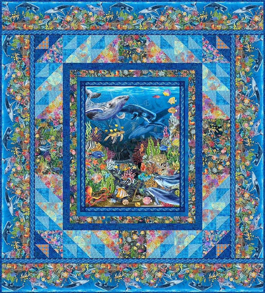 Calypso II Kaleidoscope Quilt Blue, Kits